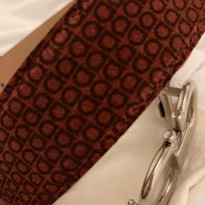 Salvatore Ferragamo Burgundy Logo Suede Belt Sz 38